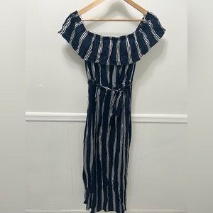 Blue and White Striped Maxi Dress